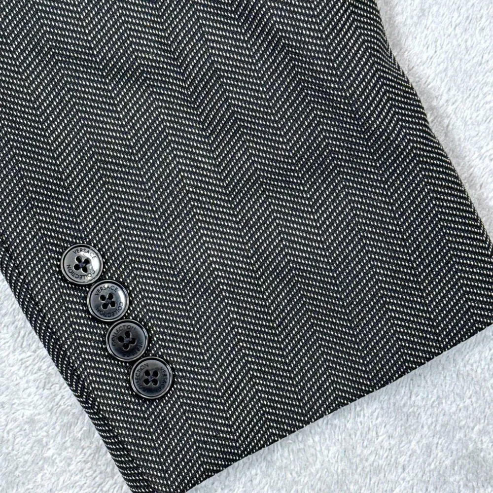 Versace Collection 100% Wool Herringbone Blazer Mens 42 US Sport Coat Jacket